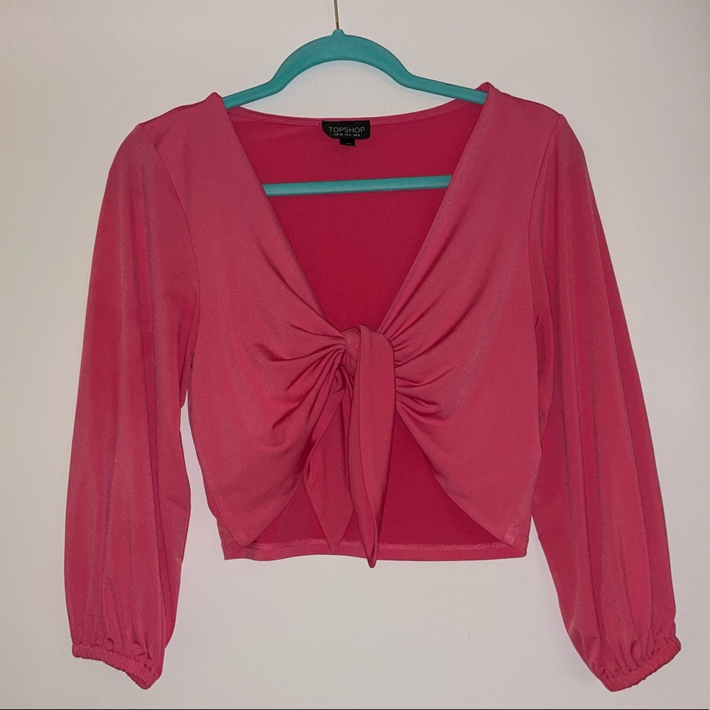 Fuchsia pink knot crop top